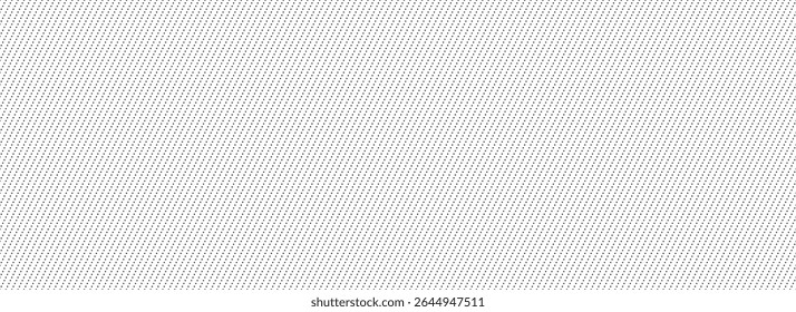 Dotted diagonal line seamless pattern. Repeated dashed slash lines background. Black and white tilted slanted strip backdrop. Repeating oblique linear texture overlay. Vector wallpaper