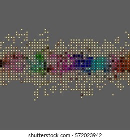 Dotted digital map illustration, mosaic background, banner design.