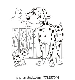 Dotted dog and puppy