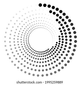 Punkte, Punkte, Kreise mit Spiralspirale, wirbelnd, wirbelndes Element