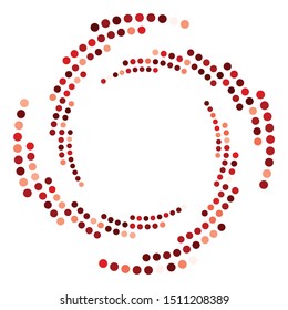 Dotted, dots, speckles abstract concentric circle. Spiral, swirl, twirl element.Circular and radial lines volute, helix.Segmented circle with rotation.Radiating arc lines.Cochlear, vortex illustration