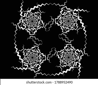 Dotted, dots, speckles abstract concentric circle. Spiral, swirl, twirl element.Circular and radial lines volute, helix.Segmented circle with rotation.Radiating arc lines.Cochlear