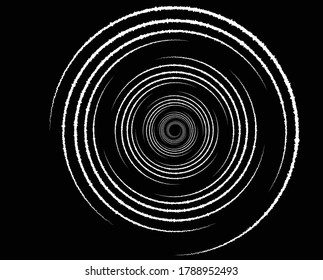 Dotted, dots, speckles abstract concentric circle. Spiral, swirl, twirl element.Circular and radial lines volute, helix.Segmented circle with rotation.Radiating arc lines.Cochlear