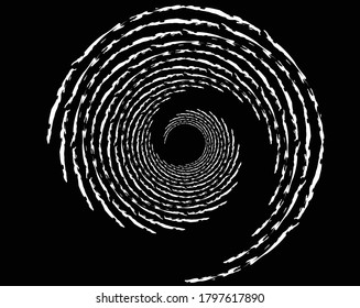 Dotted, Punkte, Spektren abstrakte konzentrische Kreis. Spirale, wirbelnde, wirbelnde Elemente.Kreislaufbogen- und Radiallinien volute, helix.Segmentierter Kreis mit Rotation.Radiatorbogen-Linien.Cochlear