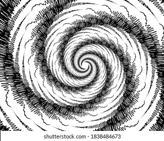 Dotado, puntos, especula un círculo concéntrico abstracto. Espiral, giratoria, elemento twirl.Circular y líneas radiales volute, helix.Círculo segmentado con rotación.Líneas de arco radiante.Coclear 