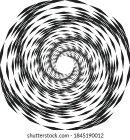 Dotted, dots, speckles abstract concentric circle. Spiral, swirl, twirl element.Circular and radial lines volute, helix.Segmented circle with rotation.Radiating arc lines.Cochlear