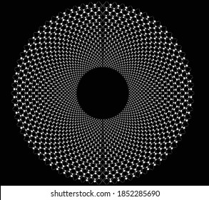  Dotted, dots, speckles abstract concentric circle. Spiral, swirl, twirl element.Circular and radial lines volute, helix.Segmented circle with rotation.Radiating arc lines.Cochlear 