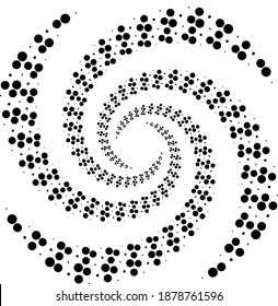 Dotado, puntos, especula un círculo concéntrico abstracto. Espiral, giratoria, elemento twirl.Circular y líneas radiales volute, helix.Círculo segmentado con rotación.Líneas de arco radiante.Coclear