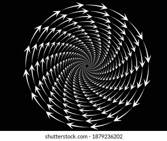 Dotted, Punkte, Spektren abstrakte konzentrische Kreis. Spirale, wirbelnde, wirbelnde Elemente.Kreislaufbogen- und Radiallinien volute, helix.Segmentierter Kreis mit Rotation.Radiatorbogen-Linien.Cochlear