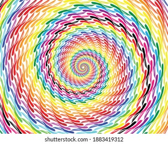  Dotted, dots, speckles abstract concentric circle. Spiral, swirl, twirl element.Circular and radial lines volute, helix.Segmented circle with rotation.Radiating arc lines.colorful