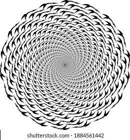 Dotted, dots, speckles abstract concentric circle. Spiral, swirl, twirl element.Circular and radial lines volute, helix.Segmented circle with rotation.Radiating arc lines.Cochlear