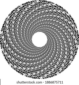  Dotted, dots, speckles abstract concentric circle. Spiral, swirl, twirl element.Circular and radial lines volute, helix.Segmented circle with rotation.Radiating arc lines.Cochlear
