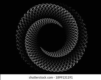 
Dotted, dots, speckles abstract concentric circle. Spiral, swirl, twirl element.Circular and radial lines volute, helix.Segmented circle with rotation.Radiating arc lines.Cochlear