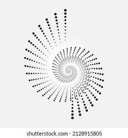 Dotado, puntos, especula un círculo concéntrico abstracto. Espiral, giratoria, elemento twirl.Circular y líneas radiales volute, helix.Círculo segmentado con rotación.Líneas de arco radiante.Coclear