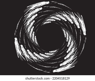 Dotted, dots, speckles abstract concentric circle. Spiral, swirl, twirl element.Circular and radial lines volute, helix.Segmented circle with rotation.Radiating arc lines.Cochlear