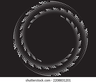 Dotted, dots, speckles abstract concentric circle. Spiral, swirl, twirl element.Circular and radial lines volute, helix.Segmented circle with rotation.Radiating arc lines.Cochlear