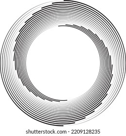 Dotted, dots, speckles abstract concentric circle. Spiral, swirl, twirl element.Vector speed lines . Geometric art. Design element for border frame