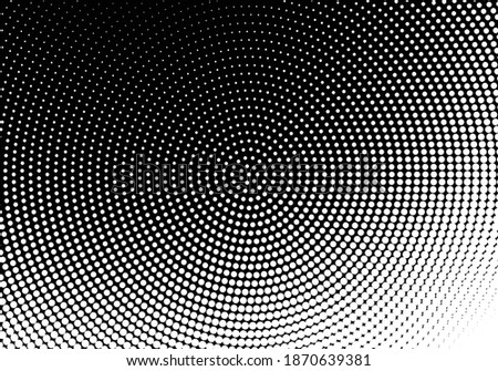 Dotted, dots, speckles abstract concentric circle. Spiral, swirl, twirl element.Circular and radial lines volute, helix.Segmented circle with rotation.Radiating arc lines.Cochlear
