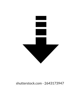 vetor de ilustração com seta para baixo pontilhada. ícone de seta para baixo com cor de gradiente preta. Ícone Download.