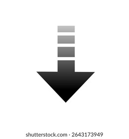 vetor de ilustração com seta para baixo pontilhada. ícone de seta para baixo com cor de gradiente preta. Ícone Download.