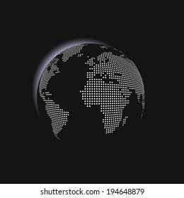 Dotted Earth and blue glowing in space 