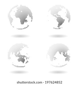 Dotted Earth globes