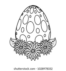 dotted easter egg daisies flower leaves decoration