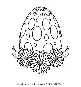 dotted easter egg daisies flower leaves decoration