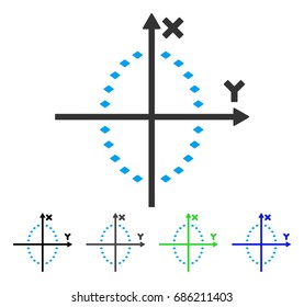 Dotted Ellipse Plot flat vector illustration. Colored dotted ellipse plot gray, black, blue, green icon versions. Flat icon style for graphic design.