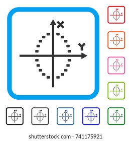 Dotted Ellipse Plot icon. Flat grey iconic symbol in a light blue rounded square. Black, gray, green, blue, red, orange color versions of Dotted Ellipse Plot vector.