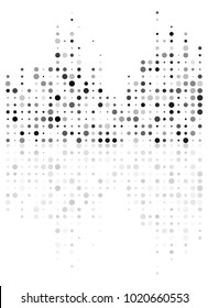 dotted equalizer mirror reflection, sound wave symbol isolated on white background