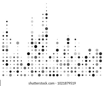 dotted equalizer, sound wave symbol isolated on white background