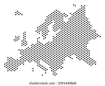 Dotted Europe map. Vector territory scheme. Cartographic concept of Europe map formed with sphere dots.