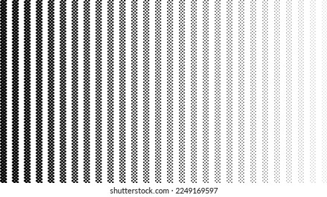 Dotted fading lines pattern. Black and white vanishing stipple background. Vertical dots stripes wallpaper. Abstract minimalistic texture. Monochrome vecto