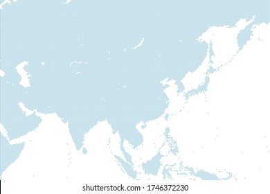 dotted Far East Asia map, large size.