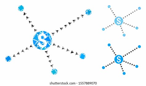 Dotted financial links composition of unequal items in various sizes and shades, based on dotted financial links icon. Vector unequal items are organized into composition.