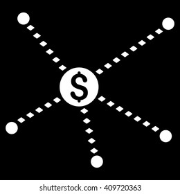 Dotted Financial Links vector toolbar icon. Style is flat icon symbol, white color, black background, rhombus dots.