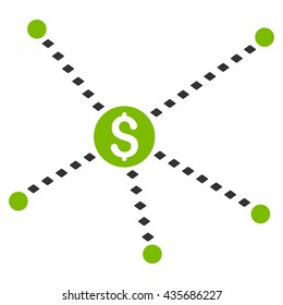 Dotted Financial Links vector toolbar icon. Style is bicolor flat icon symbol, eco green and gray colors, white background, rhombus dots.