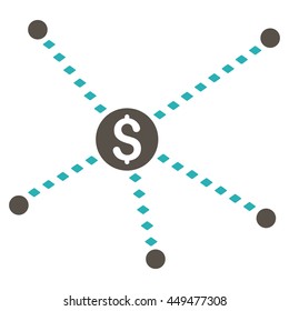 Dotted Financial Links vector toolbar icon. Style is bicolor flat icon symbol, grey and cyan colors, white background, rhombus dots.