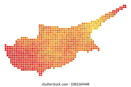 Dotted fire Cyprus Map. Vector territory map in orange color shades on a white background. Vector composition of Cyprus Map designed of square items.
