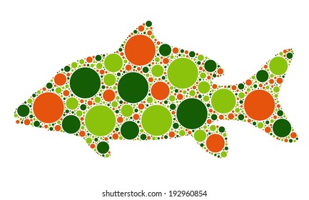 dotted fish silhouette isolated