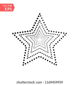 Dotted five pointed star icon isolated on white background. Trendy logo design template.