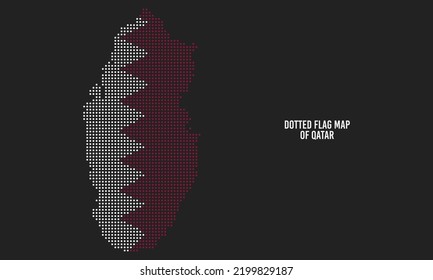 Dotted Flag Map of Qatar. Dot Map Vector Illustration Isolated with Dark Background.