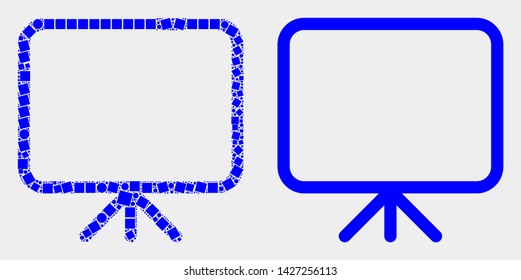 Dotted and flat banner board icons. Vector mosaic of banner board combined of irregular square elements and spheric elements.