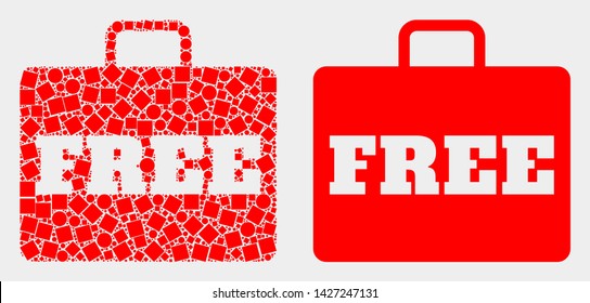 Dotted and flat free case icons. Vector mosaic of free case created of random dots and round elements.