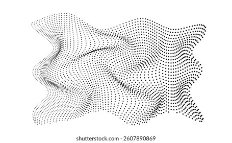 Dotted flow mesh creating a complex curved landscape