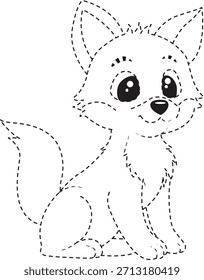 Pontilhado fofo arte da linha da raposa com textura macia perfeito para desenhos de brinquedos de pelúcia, impressões de berçário e artesanato infantil.