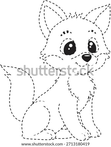 Dotted fluffy fox line art with soft texture perfect for plush toy designs, nursery prints, and kid crafts.