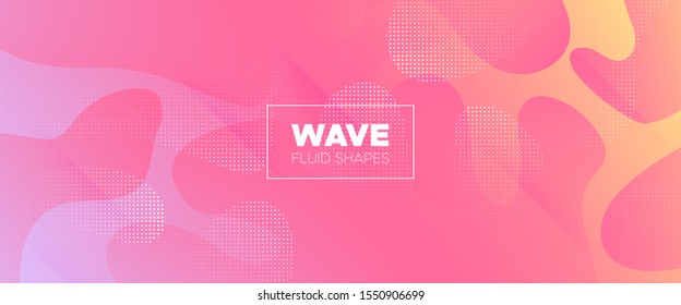 Dotted Fluid Background. Rainbow Abstract Shapes. Gradient Geometric Poster. Graphic Pattern. Flow Background. Pink 3d Liquid Shape. Modern Geometric Poster. Vector Design. Fluid Illustration.