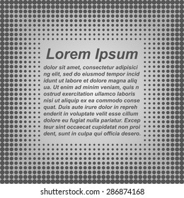 Dotted frame. Background for text of uniformly decreasing circles. You can insert logo, picture or symbol in the center.